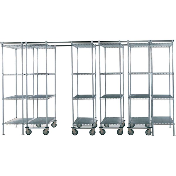 Nexel Space-Trac, 6 Unit, Poly-Z-Brite High Density Shelving, 48inW x 18inD x 76inH, 12ft Length 795989 - main